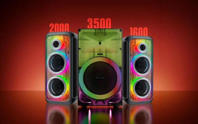 INTEX Raag Party Speakers – RGB Lighting, Two Mics & More