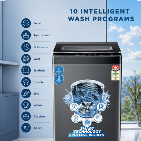 Intex FA10MBGL 10KG Fully Automatic Top Load Washing Machine (Metal Body)