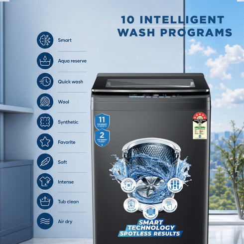 Intex FA10MBGL 10KG Fully Automatic Top Load Washing Machine (Metal Body)