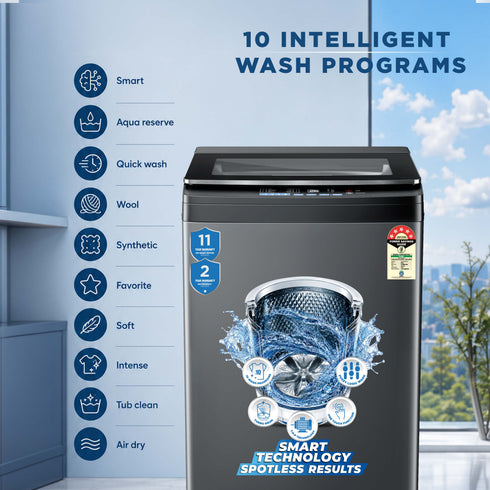 Intex FA10MBGL 10KG Fully Automatic Top Load Washing Machine (Metal Body)