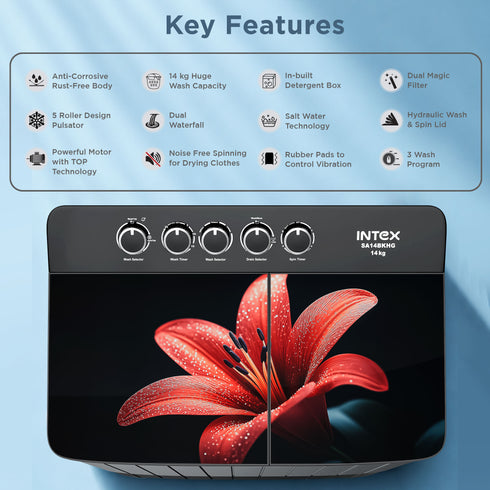Intex SA14BKHG 14KG Semi-Automatic Washing Machine