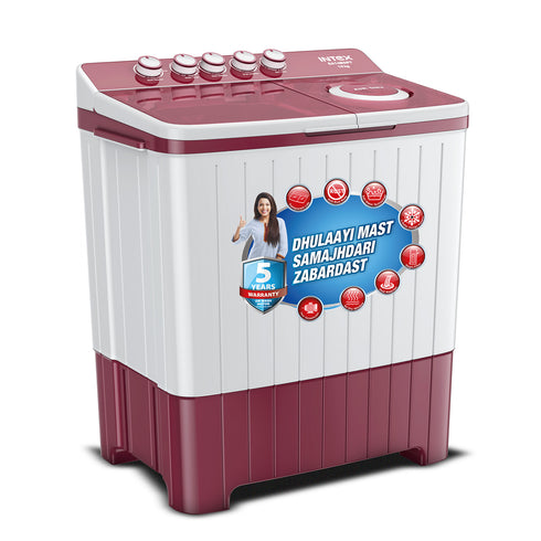 Intex 14 KG Semi-Automatic Washing Machine (Burgundy & White) - SA14BDPT