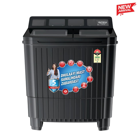 INTEX Ebony Series 8.0 Kg Semi-Automatic Top Load Washing Machine (SA80BGFG1)