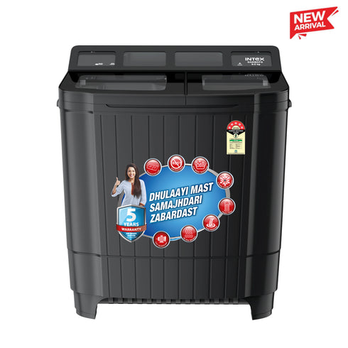 INTEX Ebony Series 9.0 Kg Semi-Automatic Top Load Washing Machine (SA90BKFG)