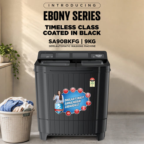 INTEX Ebony Series 9.0 Kg Semi-Automatic Top Load Washing Machine (SA90BKFG)