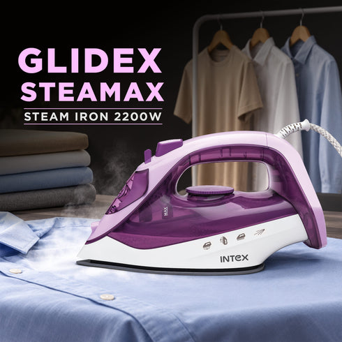 Intex Glidex Steamax 2200W Steam Iron with Ceramic Coated Soleplate & Steam Boost