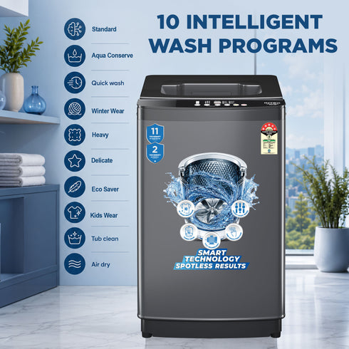 Intex FA80MGGL 8Kg Fully Automatic Top Load Washing Machine - Metal Body