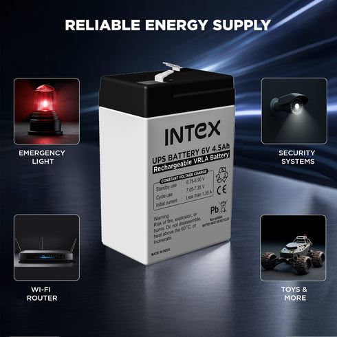Intex UPS Battery 6V 4.5Ah Rechargeable VRLA Battery