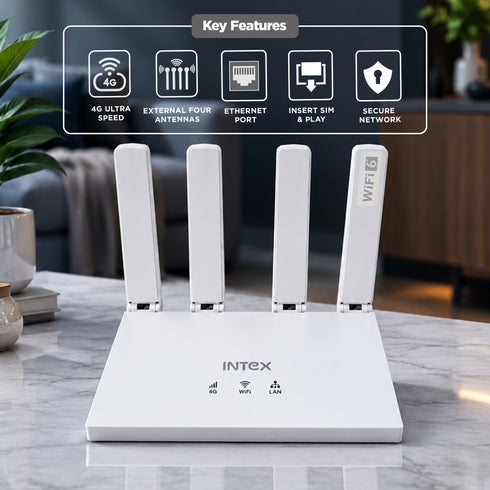 INTEX 4G Wi-Fi Router with Four External Antennas