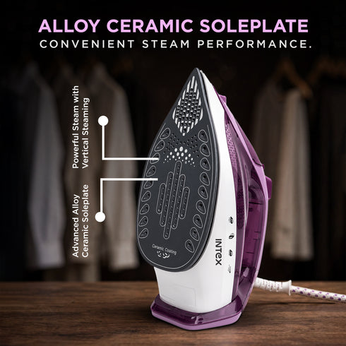 Intex Glidex Steamax 2200W Steam Iron with Ceramic Coated Soleplate & Steam Boost