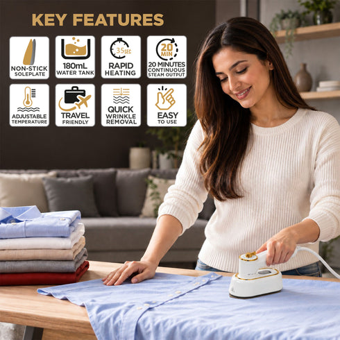 Intex Glidex Elite 2-in-1 Portable Iron & Steamer with Non-Stick Soleplate