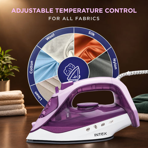 Intex Glidex Steamax 2200W Steam Iron with Ceramic Coated Soleplate & Steam Boost
