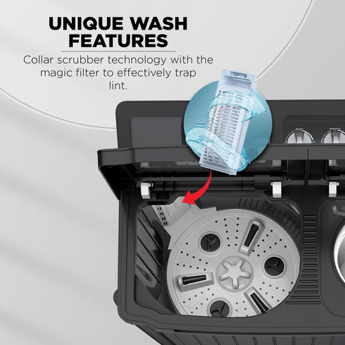 INTEX Ebony Series 8.0 Kg Semi-Automatic Top Load Washing Machine (SA80BGFG1)
