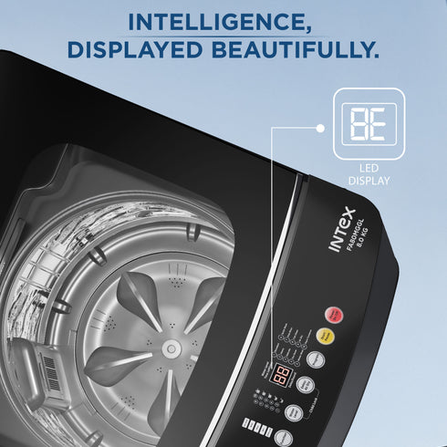 Intex FA80MGGL 8Kg Fully Automatic Top Load Washing Machine - Metal Body