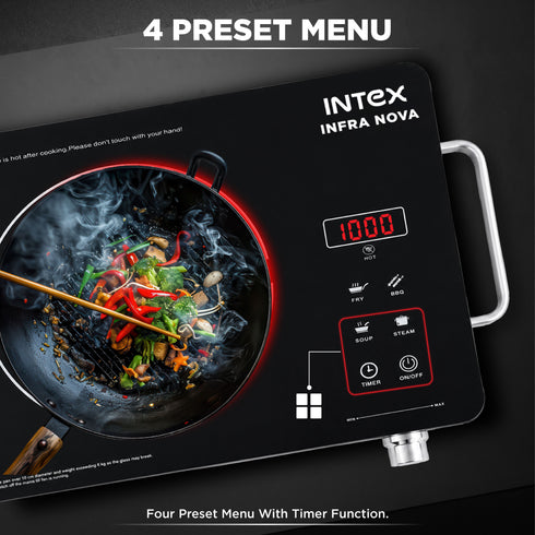 INTEX Infra Nova 2200W Infrared Cooktop – Fast, Safe & Efficient Cooking