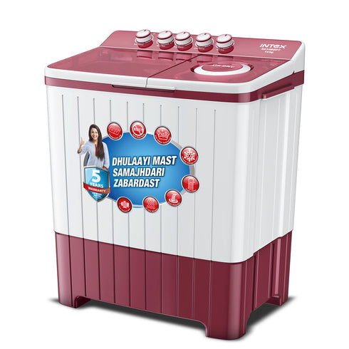 Intex 11 KG Semi-Automatic Washing Machine (Burgundy & White) - SA11BDPT