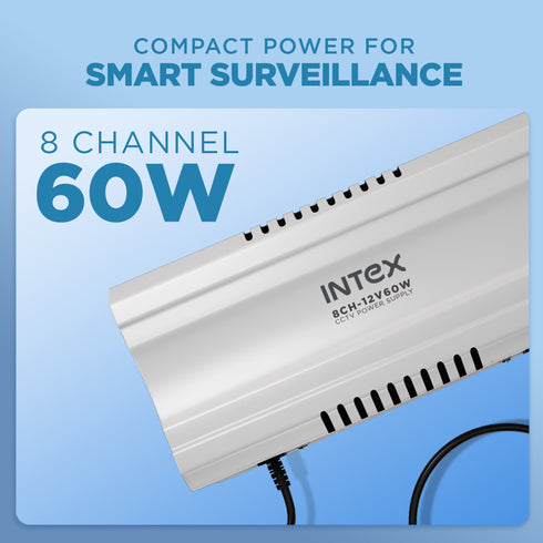 Intex 8-Channel 60W CCTV Power Supply Adapter (12V)