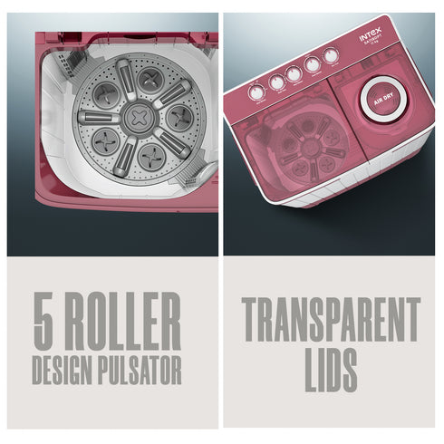 Intex 11 KG Semi-Automatic Washing Machine (Burgundy & White) - SA11BDPT