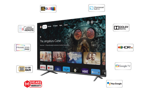 Intex 55" 4K Ultra HD Google TV | LED-SGQV5501 (1m 38cm)