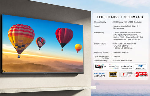 Intex 40" Full HD Smart Android 9.0 LED TV | LED-SHF4038