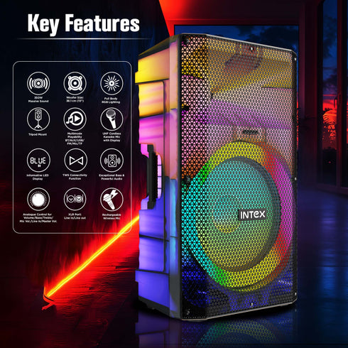 Intex Raag 3500 350W Party Speaker with RGB Lights