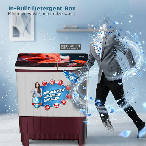 Intex 8 Kg Semi-Automatic Washing Machine (SA80BGFG / SA80MWFG)