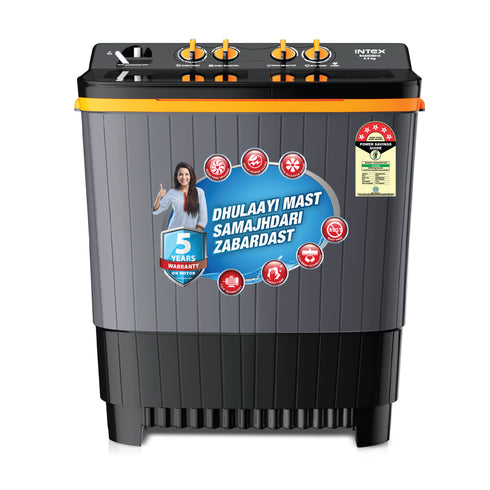 SA85DBHG | 8.5 KG Semi-Automatic Washing Machine (Black & Orange)