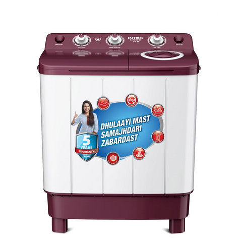 Intex 7 Kg Semi-Automatic Washing Machine Burgundy & White - SA70BDOP