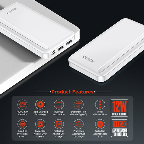 Intex Ultra 10000mAh Power Bank Creamy White