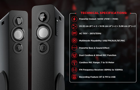 Intex Titan 1400 (D) | TW 13501 FMUB 140W 2.2 Tower Speaker