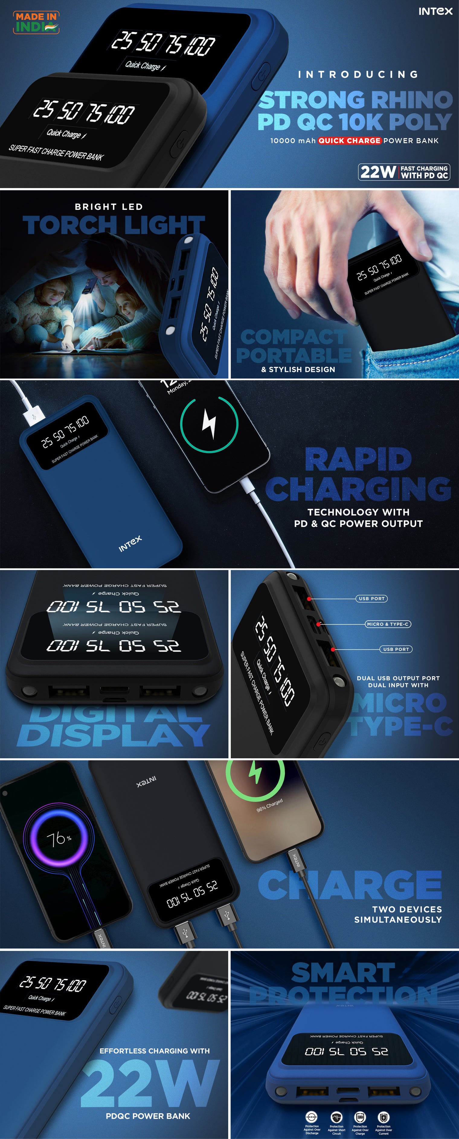 Intex Strong Rhino PD QC 10K Poly Power Bank