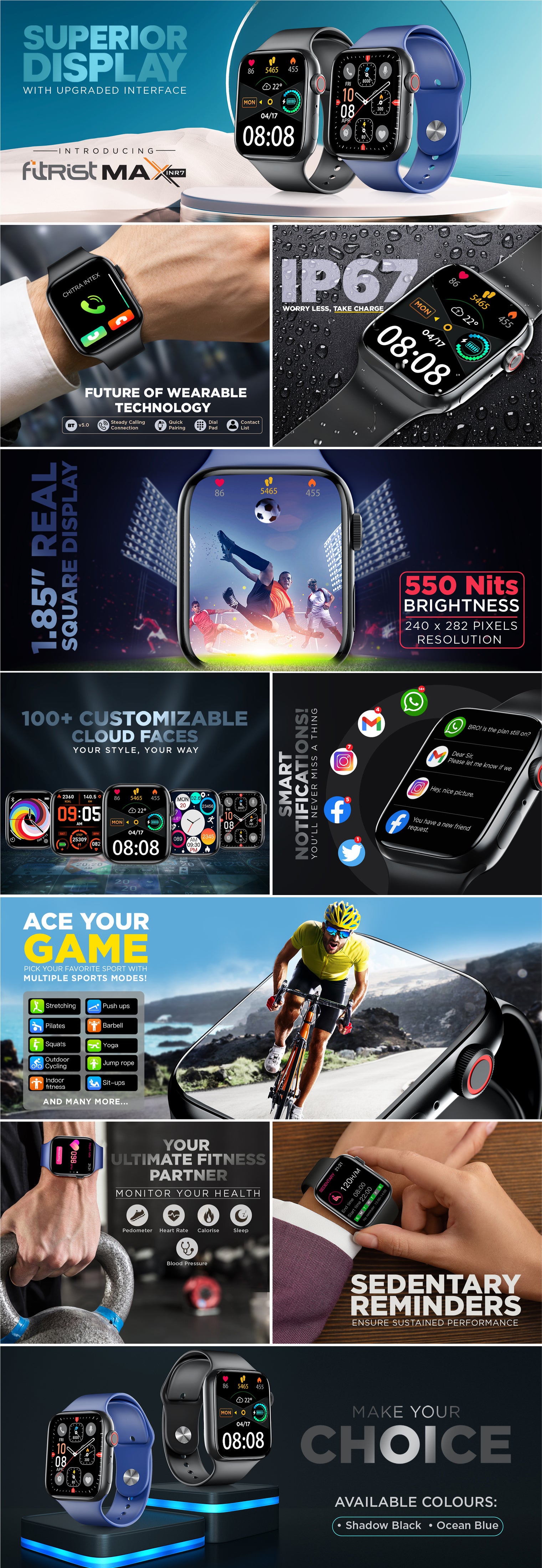 Intex FitRist Max Calling Smart Watch