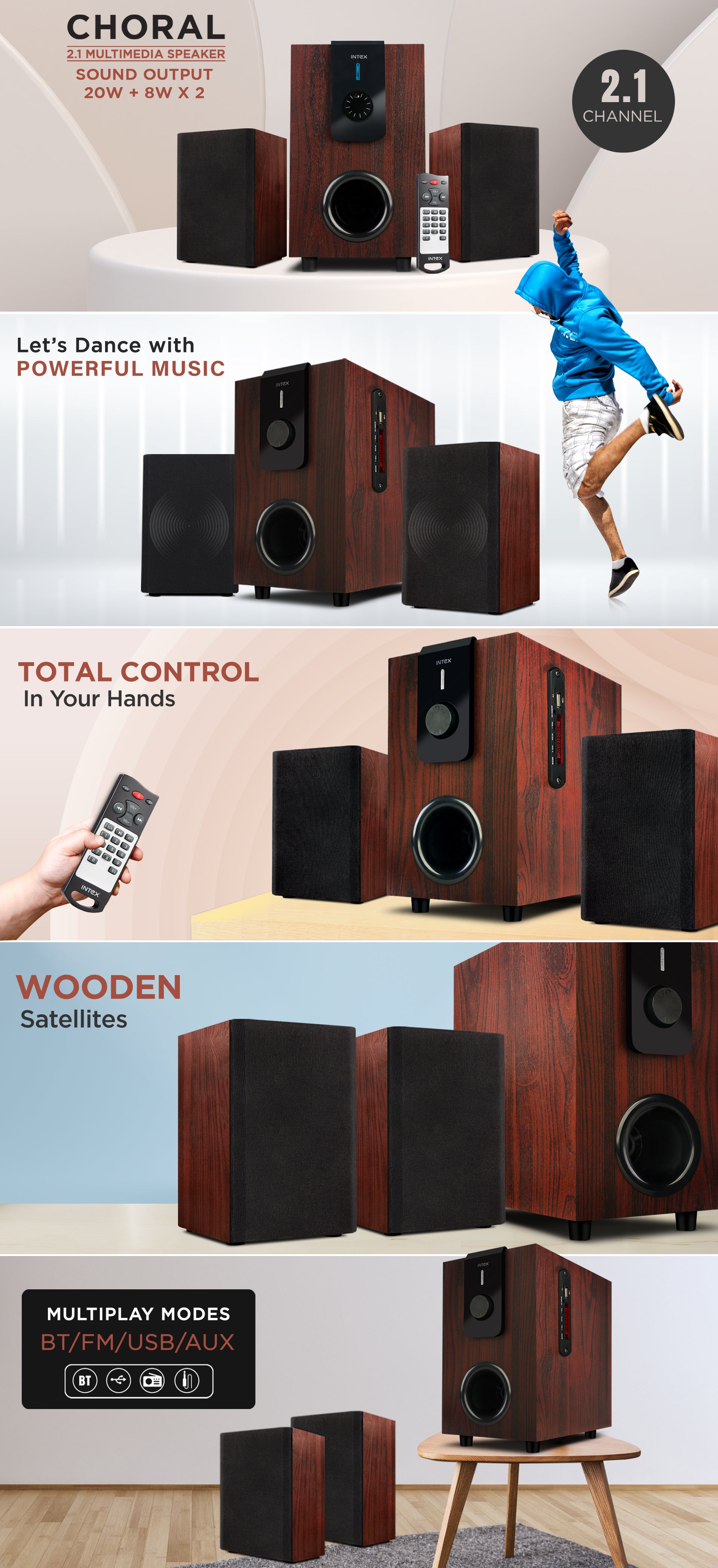 Intex CHORAL TUFB 2.1 CH 40W Multimedia Speaker