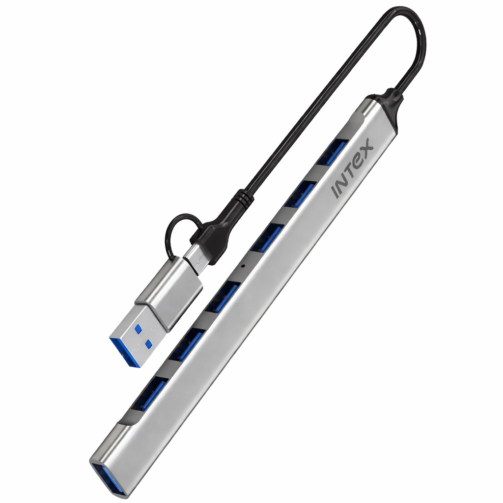 INTEX USB Hub 7 Port DC (USB 3.0 + Type-C Dual Connector) – Intex ...