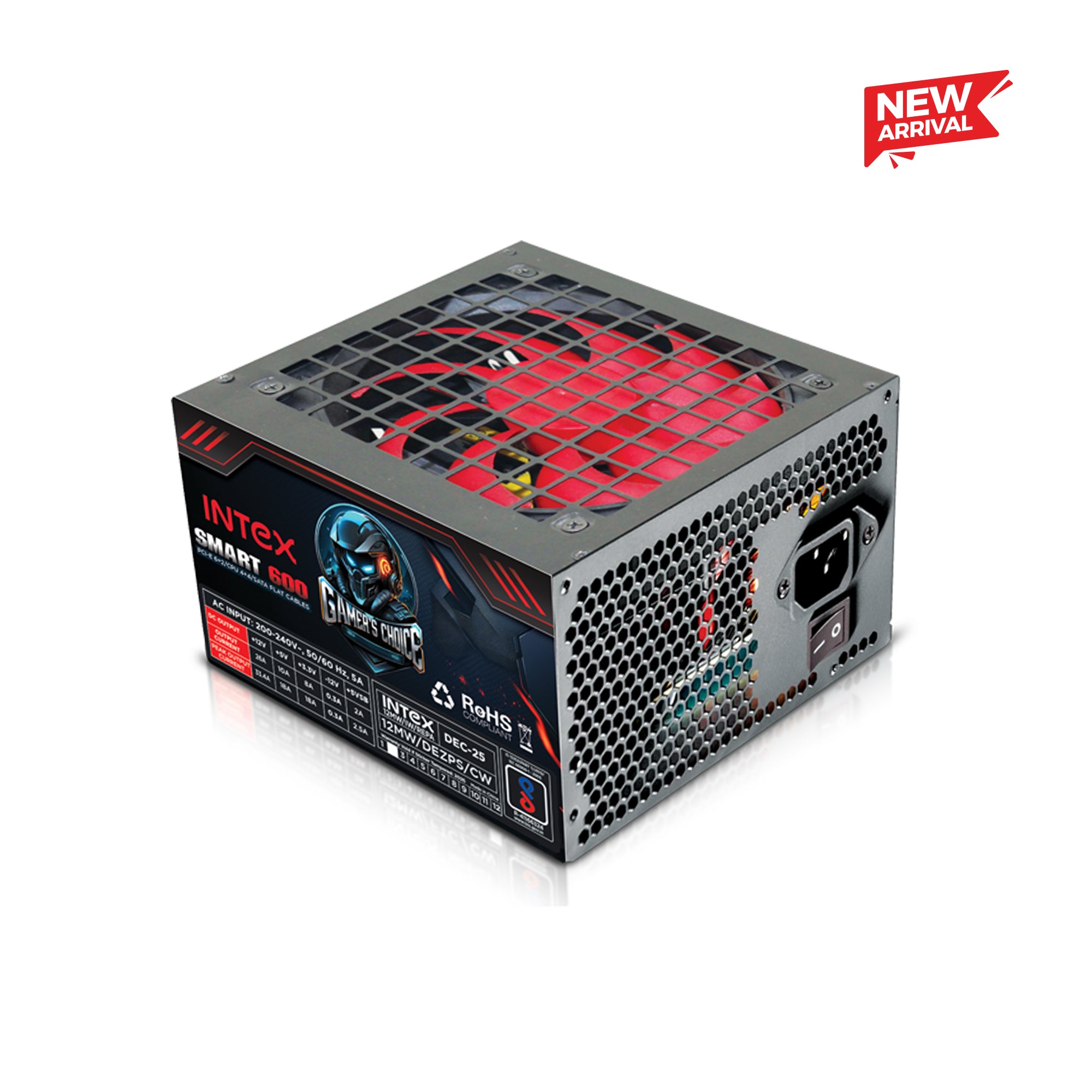 INTEX Smart 600 SMPS – 600W Gaming Power Supply with PCI-E 6+2, CPU 4+4 ...