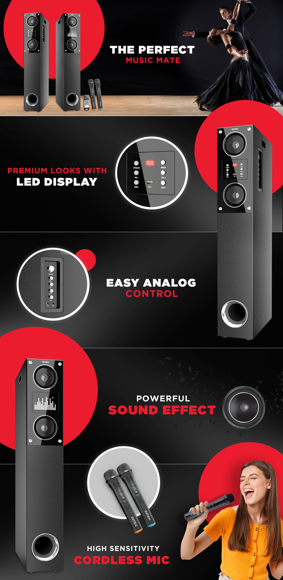 Best Tower Speaker Under 20000 Intex TW 16000 Tower Speaker with 2