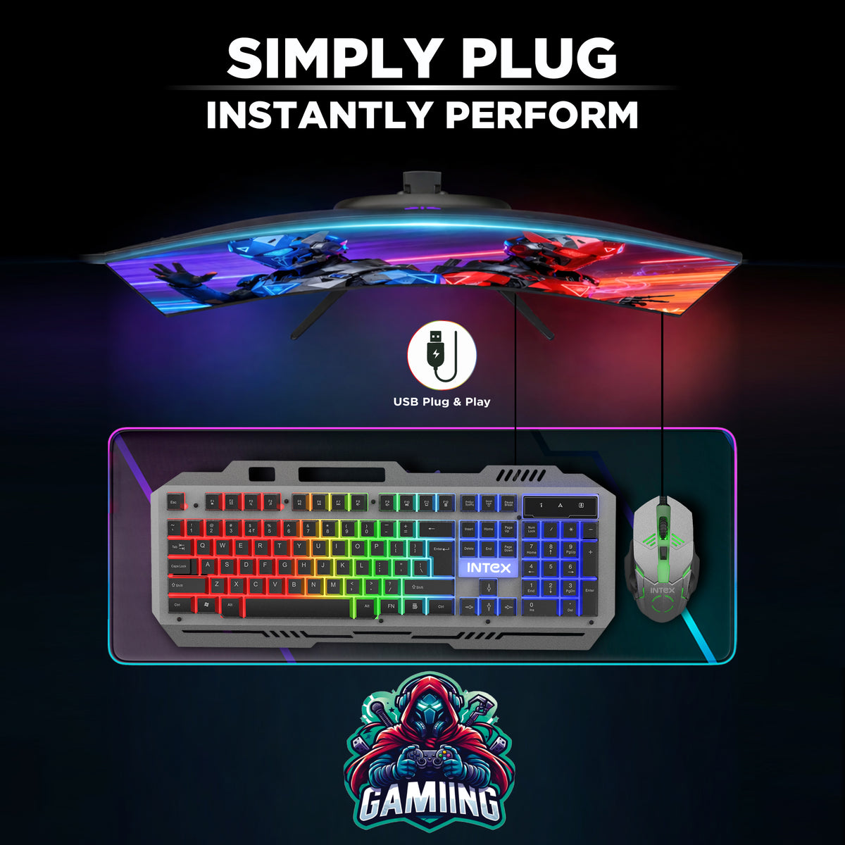 Keyboard Rgb Photo Intex Intex Wired Gaming Pro Combo | Gaming Keyboard & Mouse | RGB Lights ...